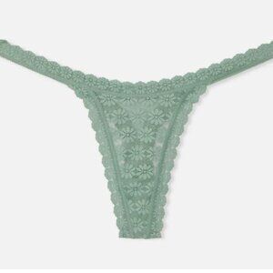 Victoria's Secret Daisy Lace String Thong Panty Seasalt Green Color Size L New